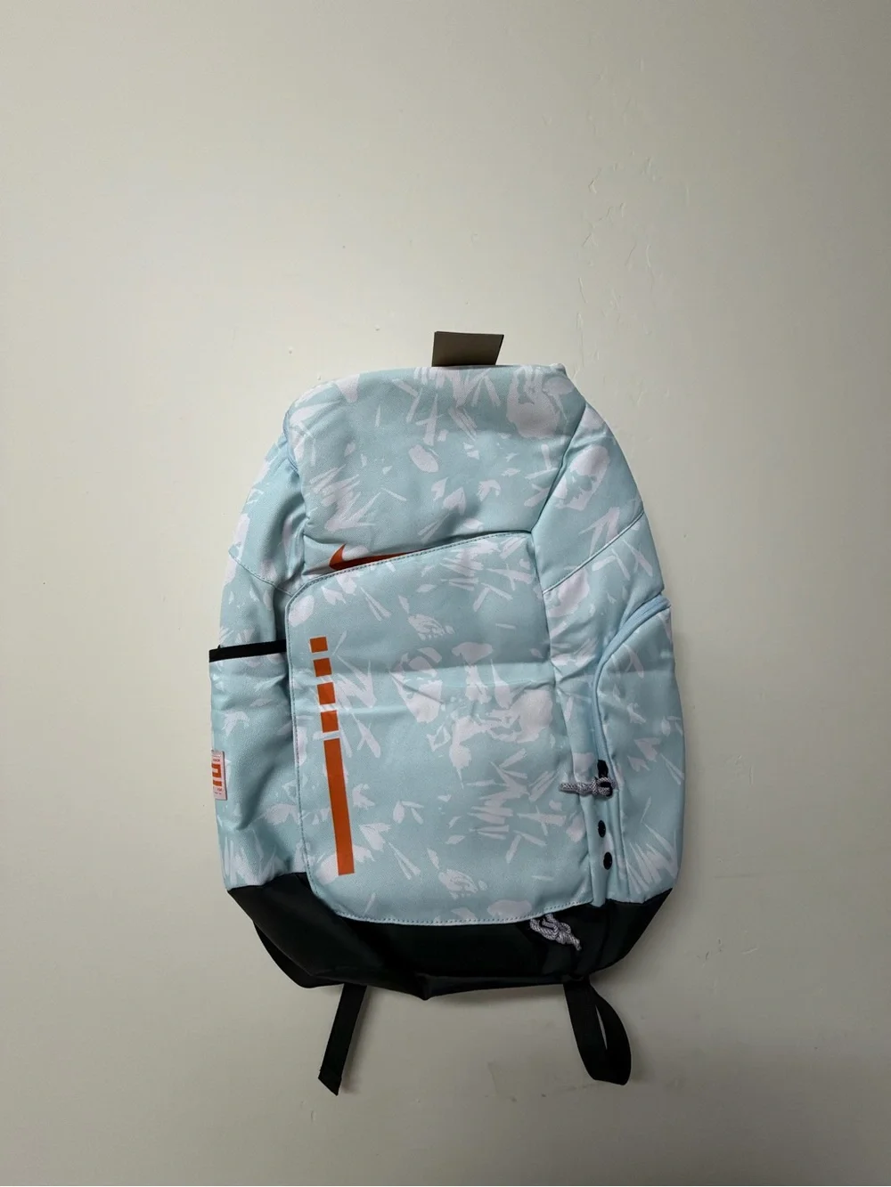 Nike Light Blue Printed Backpack with Orange Accents